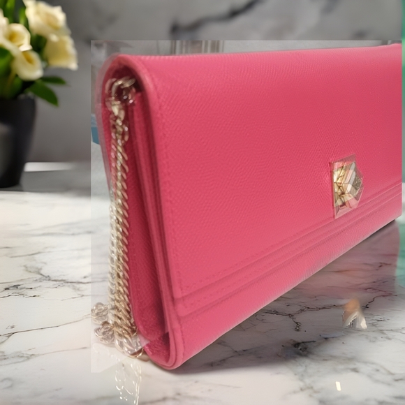 ​💖 VINTAGE DIOR Fuchsia Pink Leather Clutch with Chain - WOC - Picture 9 of 16